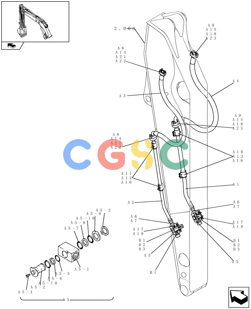 纽荷兰零件查询(E235BSR) - CRAWLER EXCAVATOR (5/07-) (2.038[01]) - BOOM PIPING (2,94M) - NIBBLER & BREAKER New Holland Constructuion