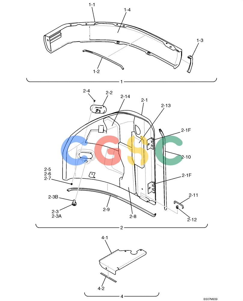 神钢零件查询(ED150) - BLADE RUNNER ACERA SR EXCAVATOR DOZER (TIER 3 ) ASN YL06-01201 (5/08-12/12) (02-48[02]) - GUARD ASSEMBLY, RIGHT-HAND SIDE (YY21C00082F1), FIGURE 2 OF 2 Kobelco