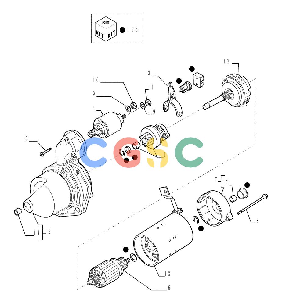 纽荷兰零件查询(E215B) - CRAWLER EXCAVATOR - TIER 3 (NA) - ASN N7DA21001 (1/07-) (9.034[02]) - STARTER MOTOR ASSEMBLY - COMPONENTS (2852478) New Holland Constructuion