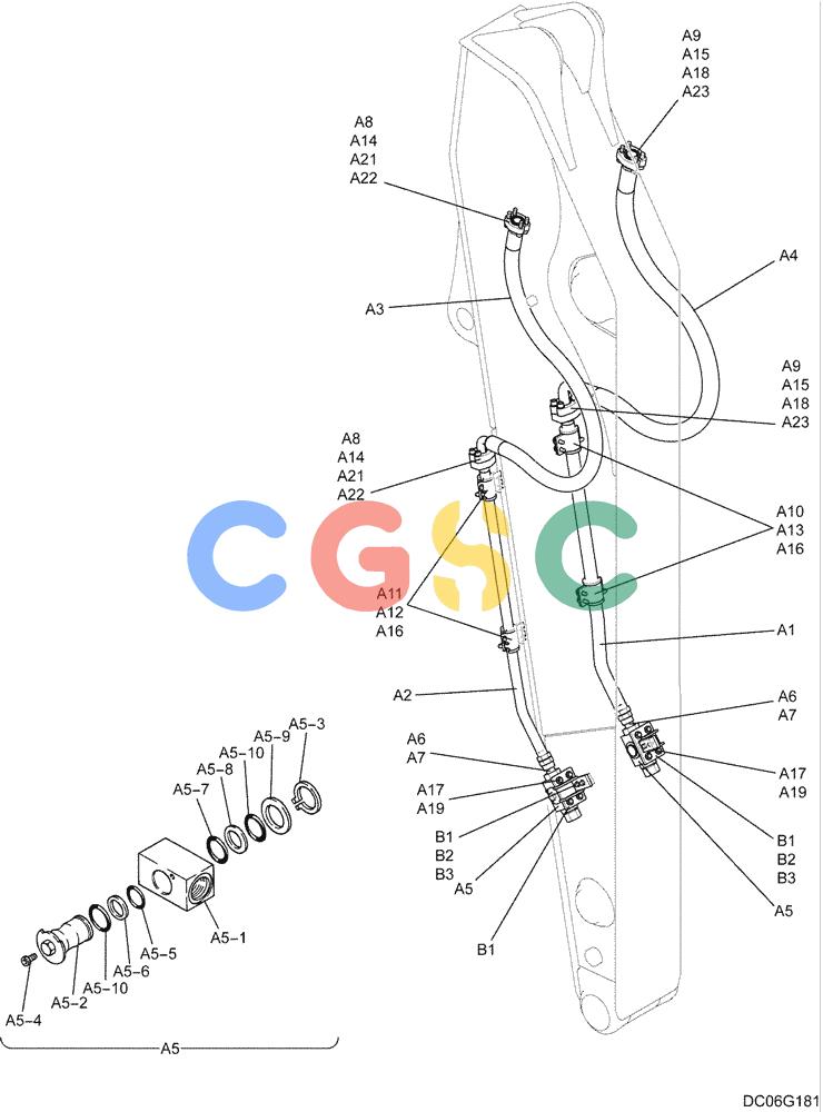 纽荷兰零件查询(E215B) - CRAWLER EXCAVATOR - TIER 3 (ROPS CAB) ASN NBDA21800 (6/13-) (03-027[00]) - HYDRAULIC LINES, ARM (NIBBLER & BREAKER) 2.4M, 2.94M, 3.5M New Holland Constructuion