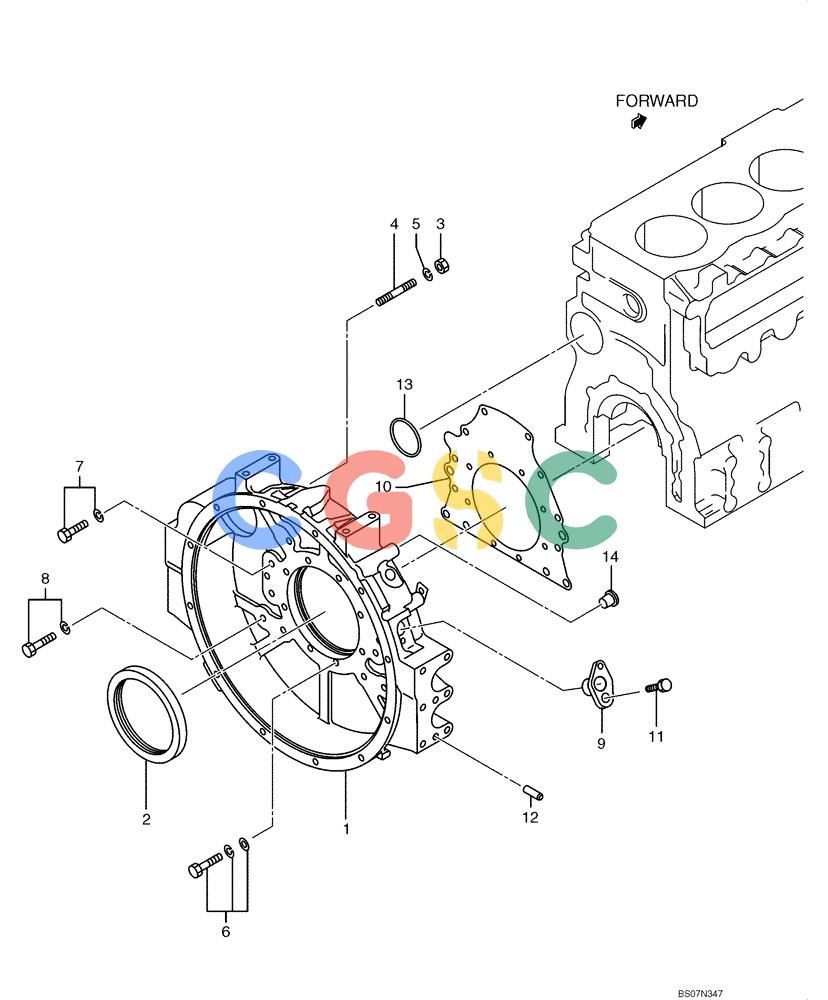 纽荷兰零件查询(E135B) - CRAWLER EXCAVATOR TIER 3 - ASN YH05-07001 (N8TA13006) (1/08-) (09-10[00]) - FLYWHEEL HOUSING New Holland Constructuion