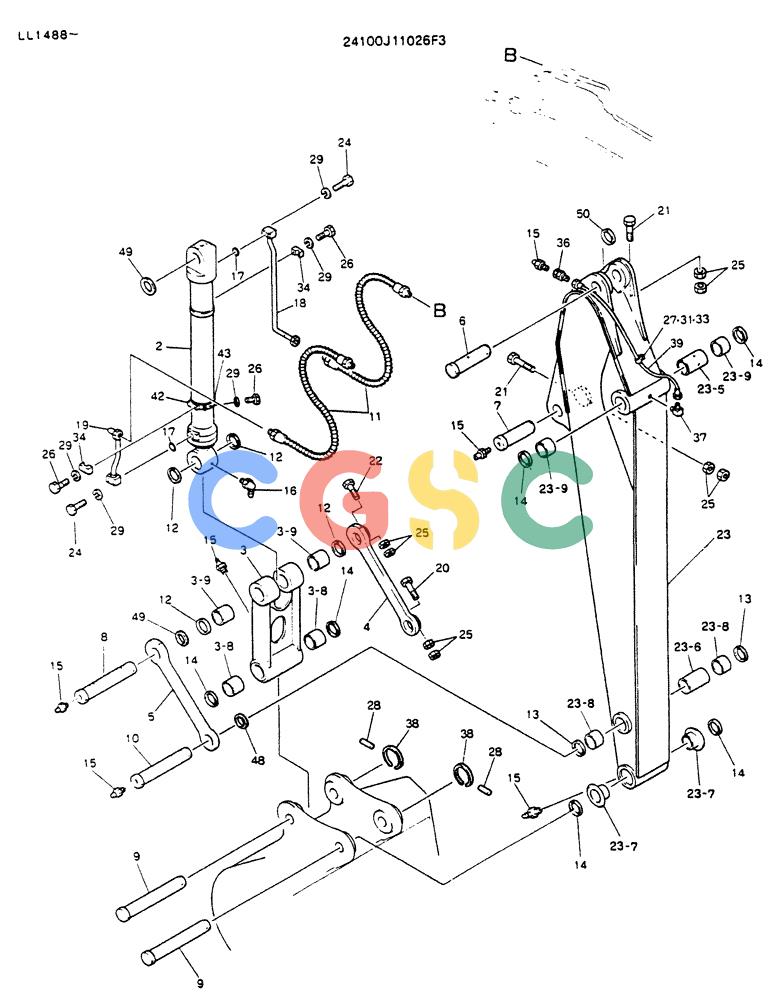 神钢零件查询(K909LC) - MARK II EXCAVATOR ASN LL1488 (1/87-12/03) (09-003) - ARM ASSY, 2.32M Kobelco