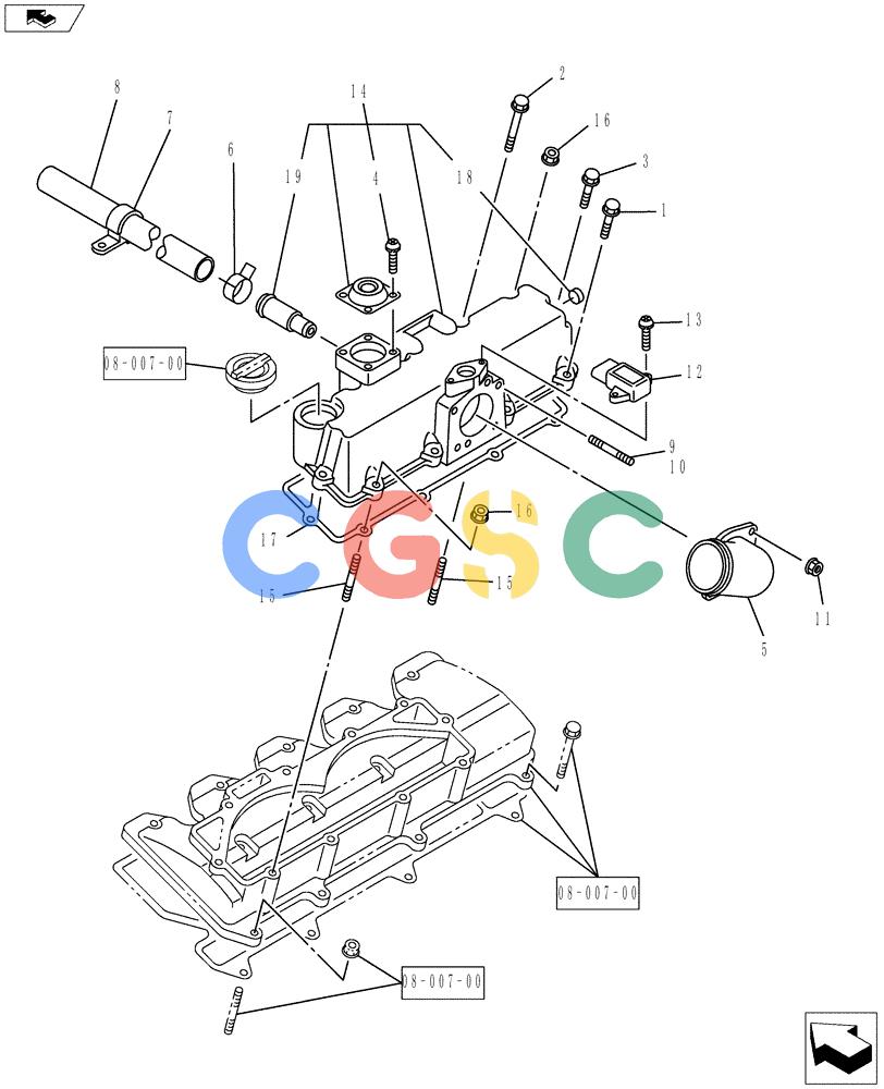 纽荷兰零件查询(E70BSR) - COMPACT CRAWLER EXCAVATOR ASN YT06-18001 (08-009[00]) - INLET MANIFOLD New Holland Constructuion