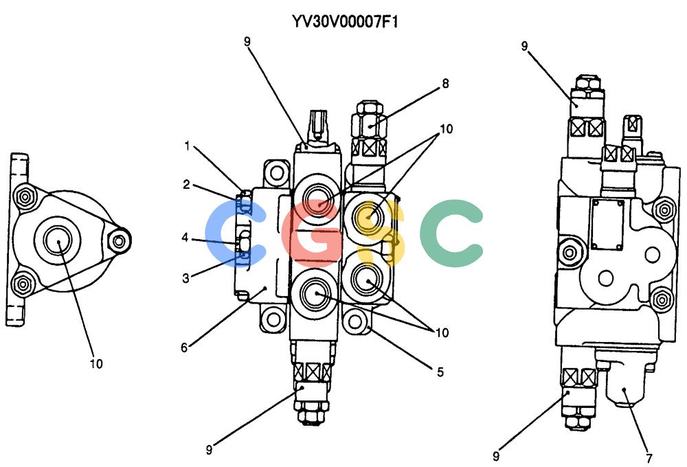 纽荷兰零件查询(E135SR) - CRAWLER EXCAVATOR ASN YY04-06254 (07-031) - VALVE ASSY, CONTROL (EXTRA + DOZER) New Holland Constructuion