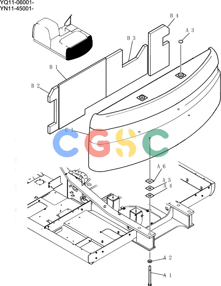 神钢零件查询(200-8) - EXCAVATOR S/N YN11-45001 - (1/06-12/09) (017-02-1) - COUNTERWEIGHT INSTAL HD (SEMI-GAIN) Kobelco