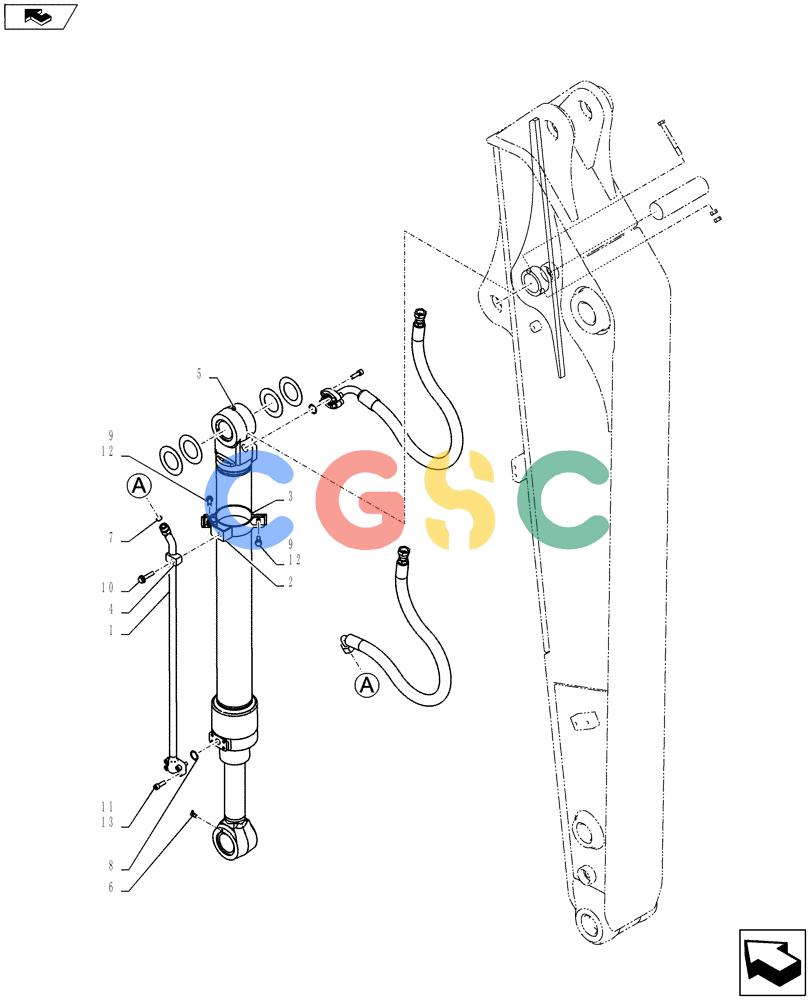 纽荷兰零件查询(E135BSRLC) - CRAWLER EXCAVATOR ASN YH06-08001 (03-033[00]) - HYDRAULIC LINES, CYLINDER (BUCKET) New Holland Constructuion