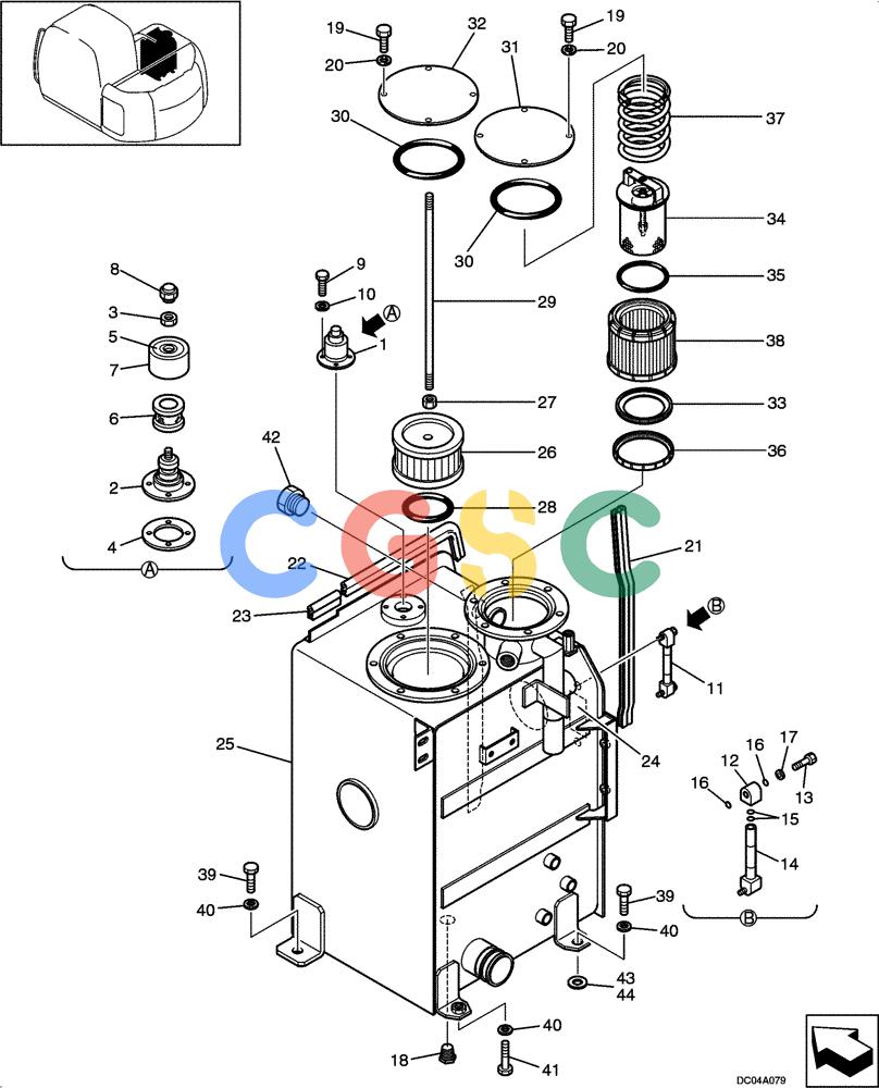 纽荷兰零件查询(EH130) - CRAWLER EXCAVATOR (3/04-) (08 -01[00]) - HYDRAULIC TANK ASSY (YY33H00013F6) New Holland Constructuion