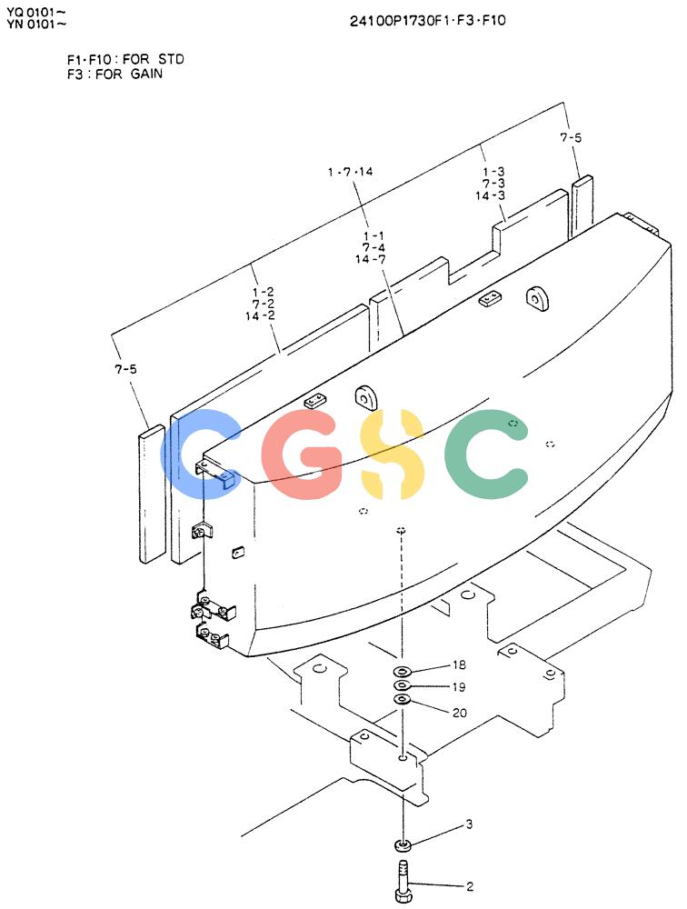 神钢零件查询(K907LC) - MARK II EXCAVATOR BTW YQ0101 - YQ0564 (1/87-12/03) (01-003) - COUNTER WEIGHT ASSY 24100P1730F3 Kobelco