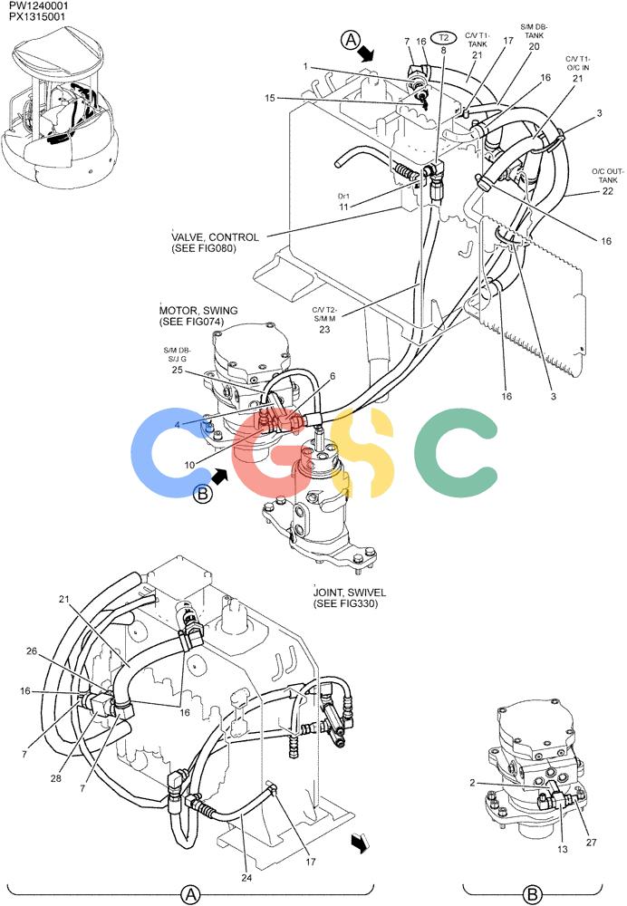 纽荷兰零件查询(E35SR) - COMPACT CRAWLER EXCAVATOR ASN PX13-15001 (N6TN61732) (NA) (1/06-) (01-023) - HYD LINES, RETURN New Holland Constructuion
