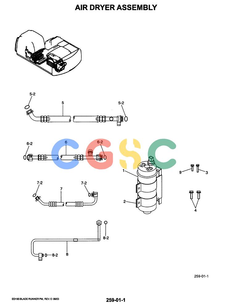 神钢零件查询(ED190LC-6E) - BLADE RUNNER EXCAVATOR/DOZER BTW YL03U0136 - YL03U0292 (1/05-12/06) (01-071) - AIR DRYER ASSEMBLY Kobelco