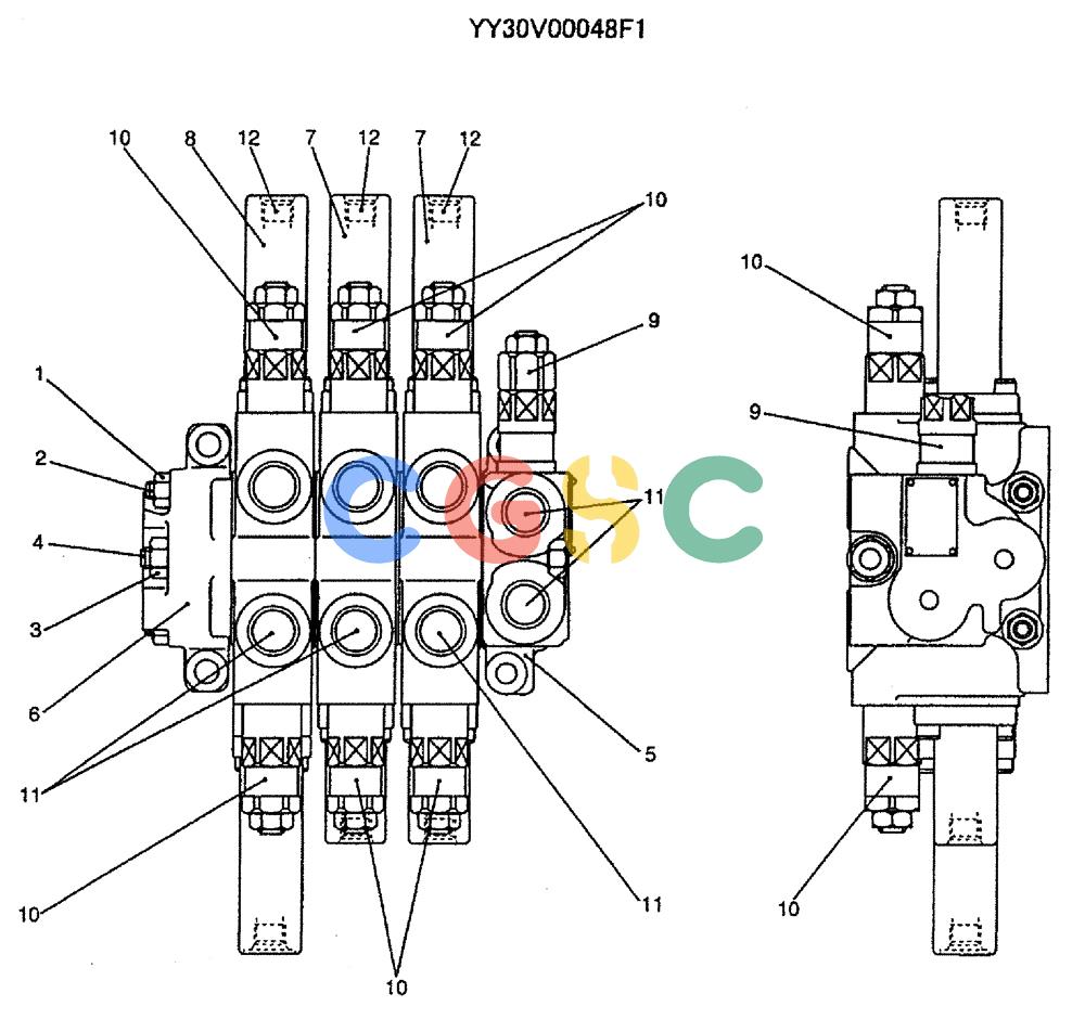 神钢零件查询(ED150) - BLADE RUNNER EXCAVATOR/DOZER ASN YH02-01384 (4/02-12/03) (04-018) - VALVE ASSY, CONTROL Kobelco