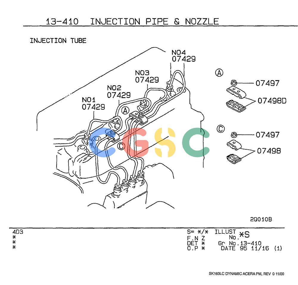 神钢零件查询(SK160LC) - DYNAMIC ACERA EXCAVATOR 11/2000 ASN YM02U0101 (11/00-12/02) (09-022[01]) - INJECTION PIPE AND NOZZLE Kobelco