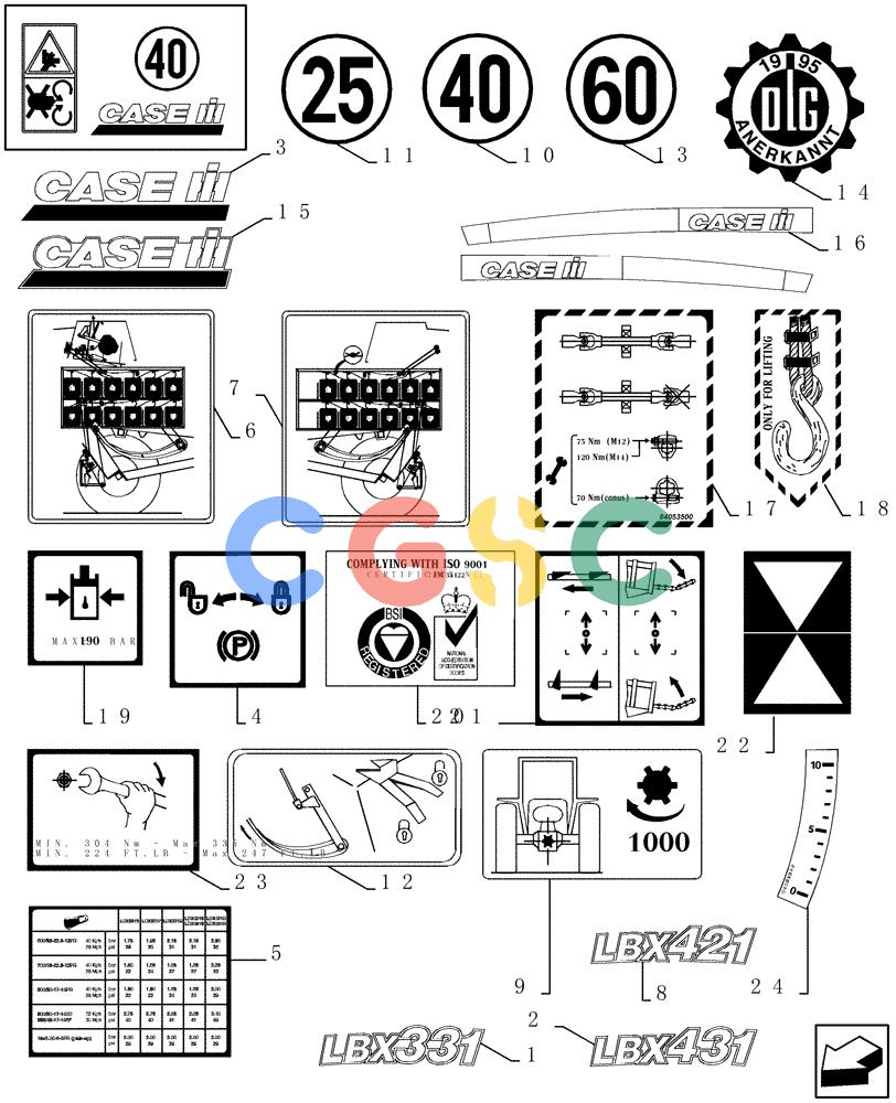 凯斯零件查询(LBX431S) - BIG RECTANGULAR BALER (6/01-12/03) (08.101[01]) - DECALS Case Agriculture