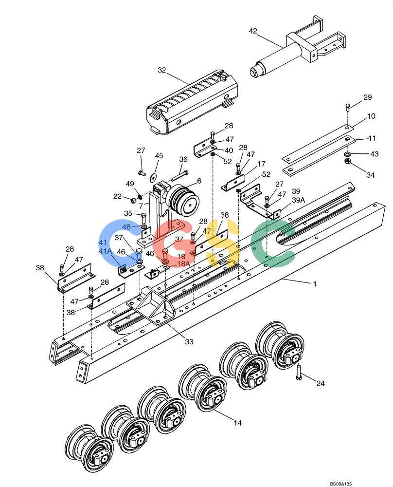 纽荷兰零件查询(D85B) - CRAWLER DOZER TIER 3 (3/08-) (05-01) - FRAME, TRACK - ROLLER AND RECOIL HOUSING New Holland Constructuion