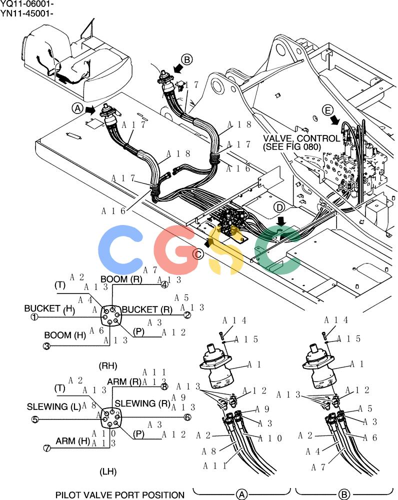 神钢零件查询(200-8) - EXCAVATOR S/N YN11-45001 - (1/06-12/09) (140-01-1) - CONTROL LINES, REMOTE Kobelco