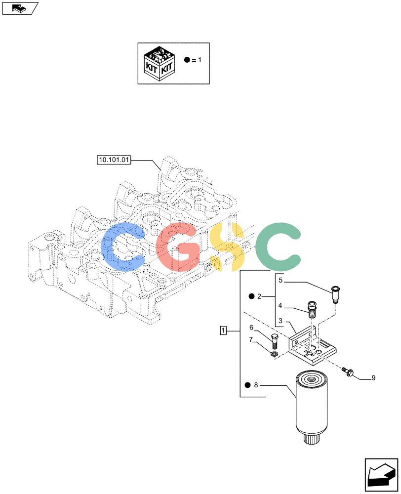 神钢零件查询(F4GE9684B J605) - ENGINE 5801385851 - 84369828 (1/13-) (10.206.01) - FUEL FILTER (504364890) Kobelco
