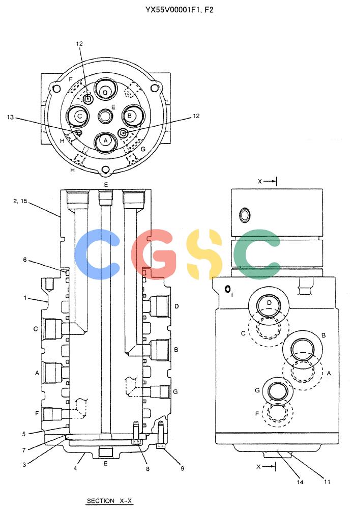 神钢零件查询(DOZER) - ATTACHMENT - SK235SR-1E, SK235SRNLC-1E, & SK235SRNLC-1ES (1/03-12/03) (04-003) - JOINT, SWIVEL Kobelco