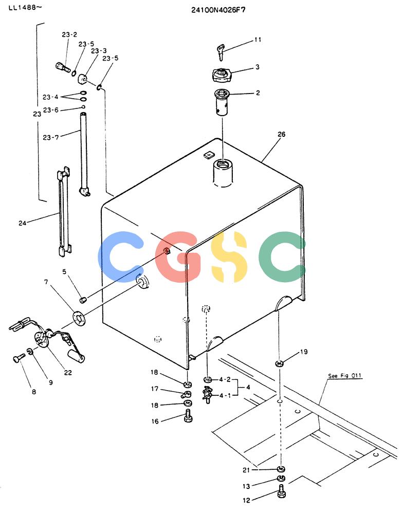 神钢零件查询(K909LC) - MARK II EXCAVATOR ASN LL1488 (1/87-12/03) (01-006) - TANK ASSY, FUEL Kobelco