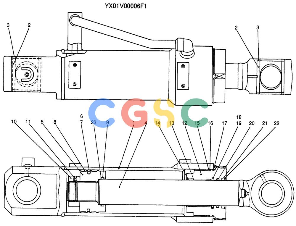 纽荷兰零件查询(E135SR) - CRAWLER EXCAVATOR ASN YY04-06254 (07-034) - CYLINDER ASSY, DOZER (L.H.) New Holland Constructuion