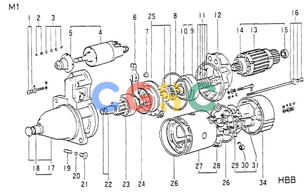 神钢零件查询(6D16-T) - MITSUBISHI DIESEL ENGINE - K907 & MD180LC (1/87-12/06) (04-004) - STARTER (INNER PARTS) Kobelco