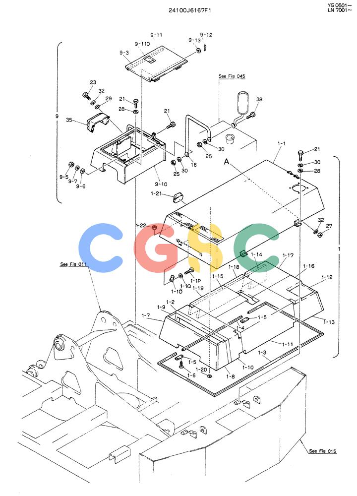 神钢零件查询(K907DLC) - EXCAVATOR ASN YG0501 (1/86-12/03) (02-015[02]) - GUARD ASSY P/N 24100J6167F1 Kobelco