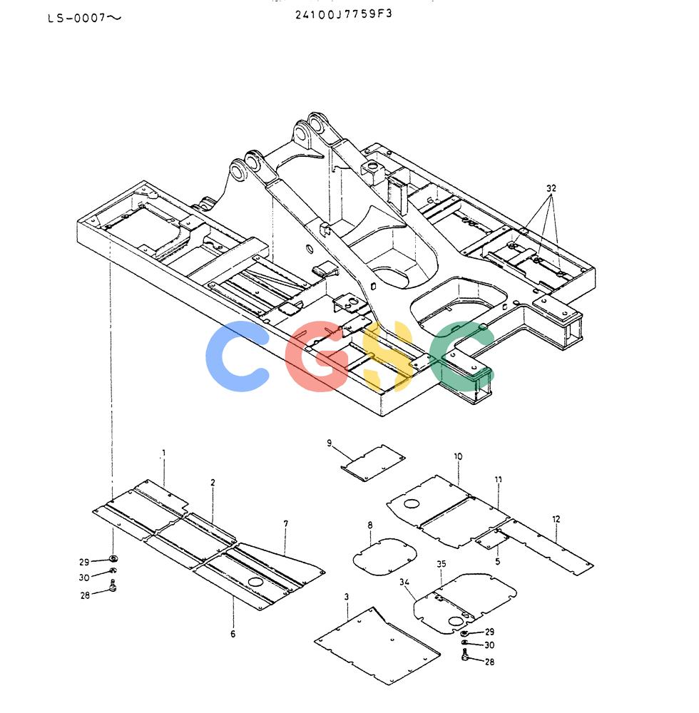 神钢零件查询(K916LC) - EXCAVATOR ASN YS0119 (1/87-12/03) (02-027) - COVER ASSY,UNDER(FOR SWISS) Kobelco