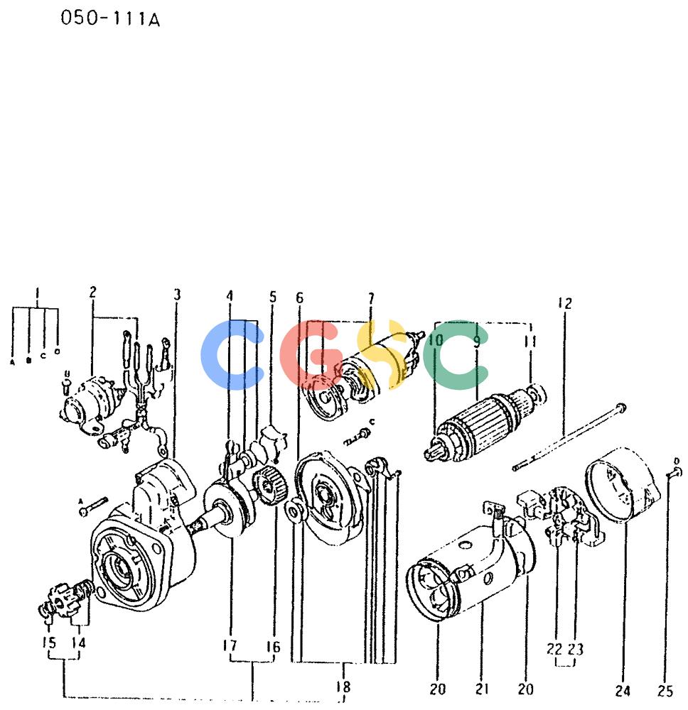 神钢零件查询(K907LC) - MARK II EXCAVATOR BTW YQU0001 - YQU0400 (1/87-12/03) (15-002) - STARTER (INNER PARTS), P/N ME037507 Kobelco