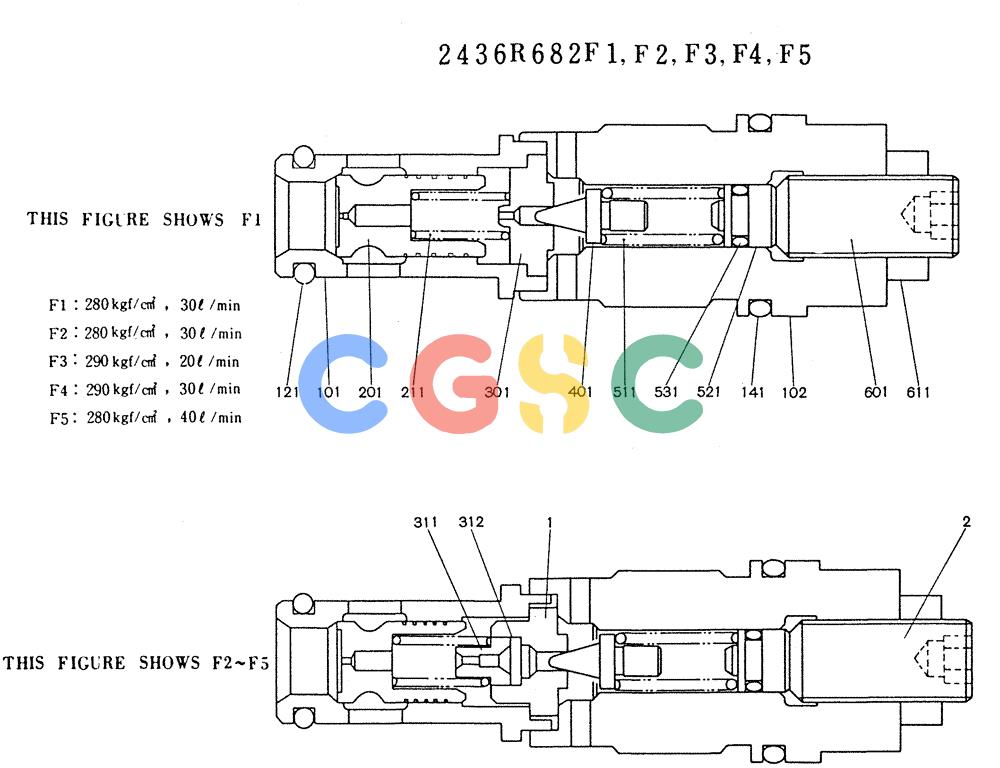 神钢零件查询(K905LC) - MARK II EXCAVATOR BTW YP1001 - YP1281 (1/87-12/03) (11-003) - VALVE ASSY, MAIN RELIEF Kobelco