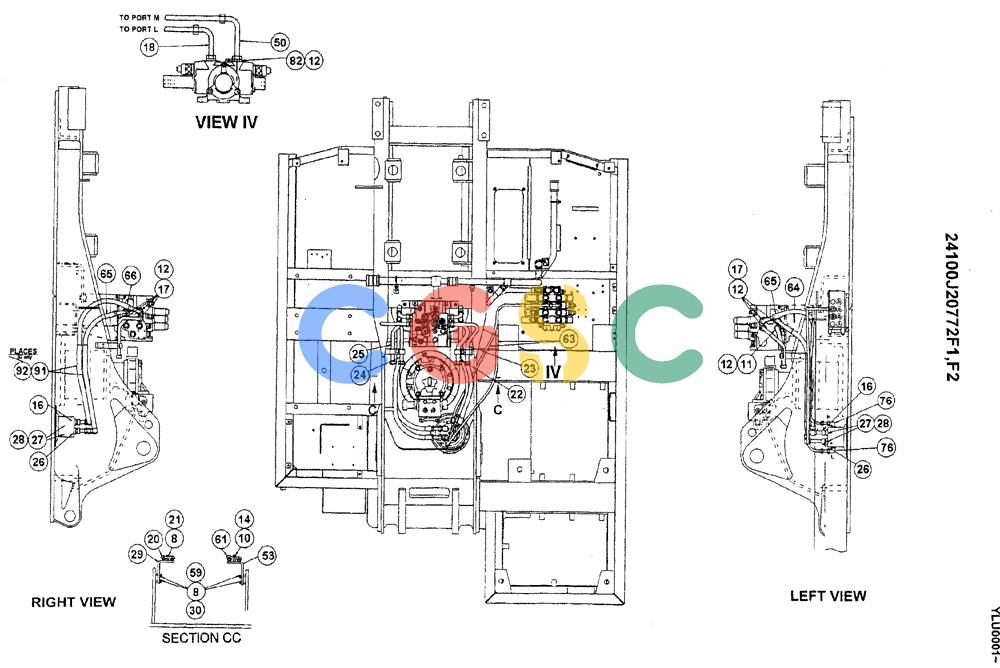 神钢零件查询(ED180) - BLADE RUNNER EXCAVATOR/DOZER ASN YLU0001 (1/99-12/01) (04-001[04]) - UPPER HYDRAULIC LINES Kobelco