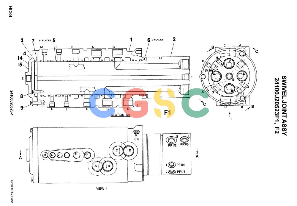 神钢零件查询(ED180) - BLADE RUNNER EXCAVATOR/DOZER ASN YLU0001 (1/99-12/01) (12-040[01]) - SWIVEL JOINT ASSY Kobelco