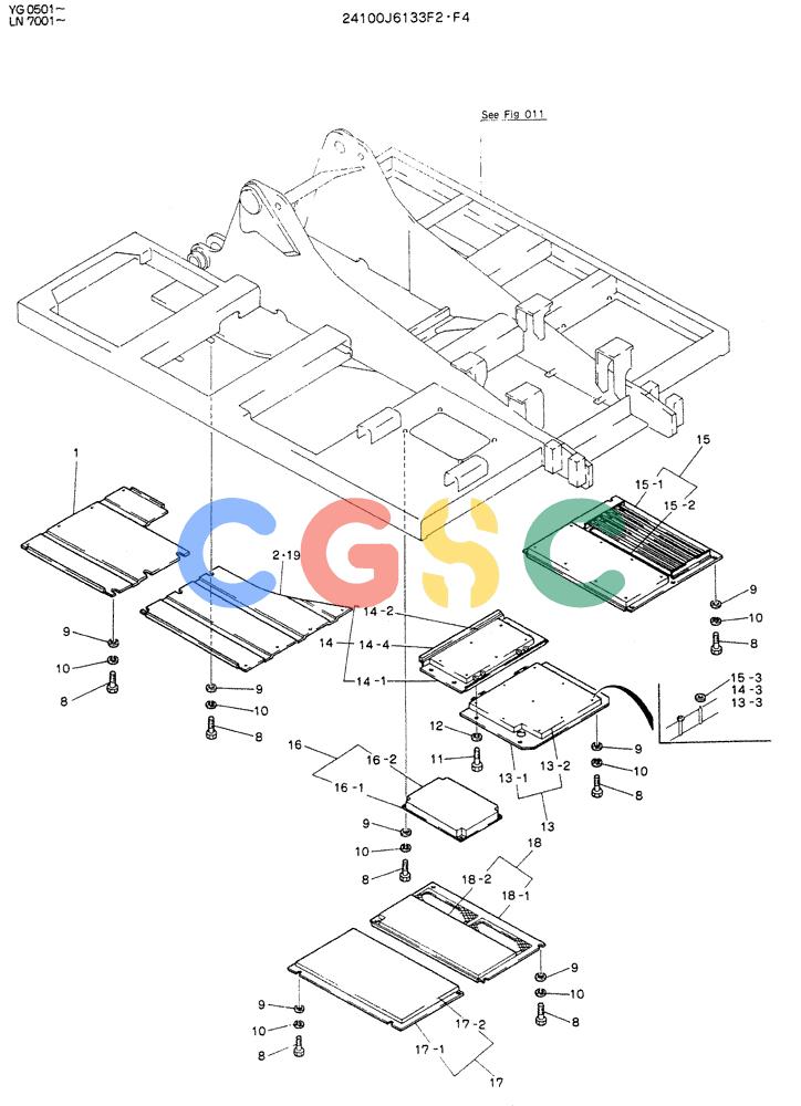 神钢零件查询(K907DLC) - EXCAVATOR ASN YG0501 (1/86-12/03) (02-020) - COVER ASSY, UNDER P/N 24100J6133F2 Kobelco