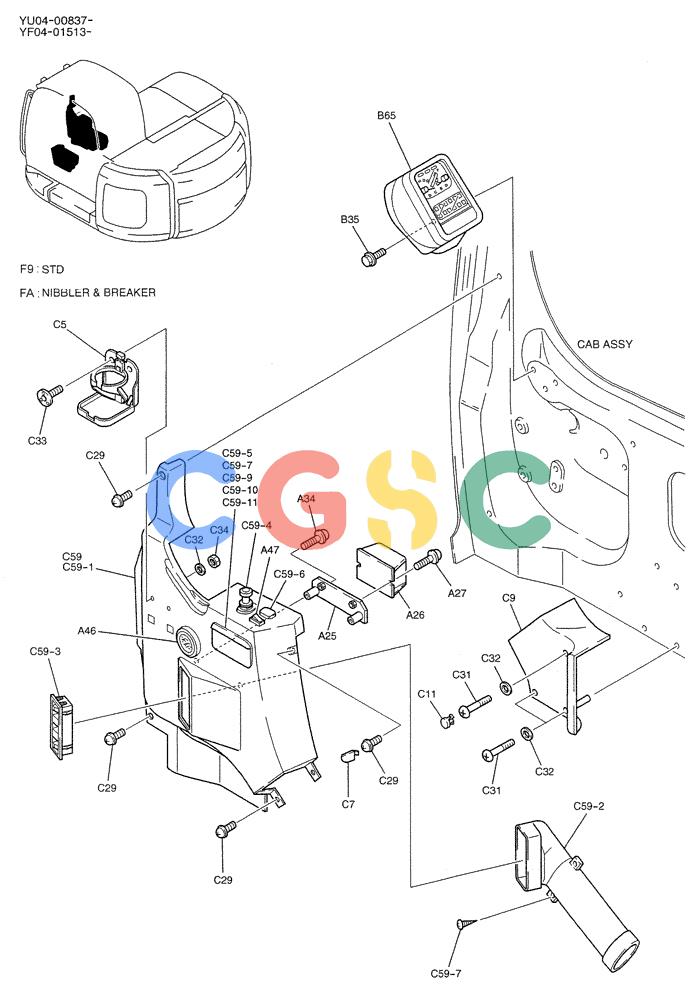 纽荷兰零件查询(E235SRLC) - CRAWLER EXCAVATOR BTW YU04-00837 - YU04-01417 (01-046[01]) - PANEL ASSY, INSTRUMENT New Holland Constructuion