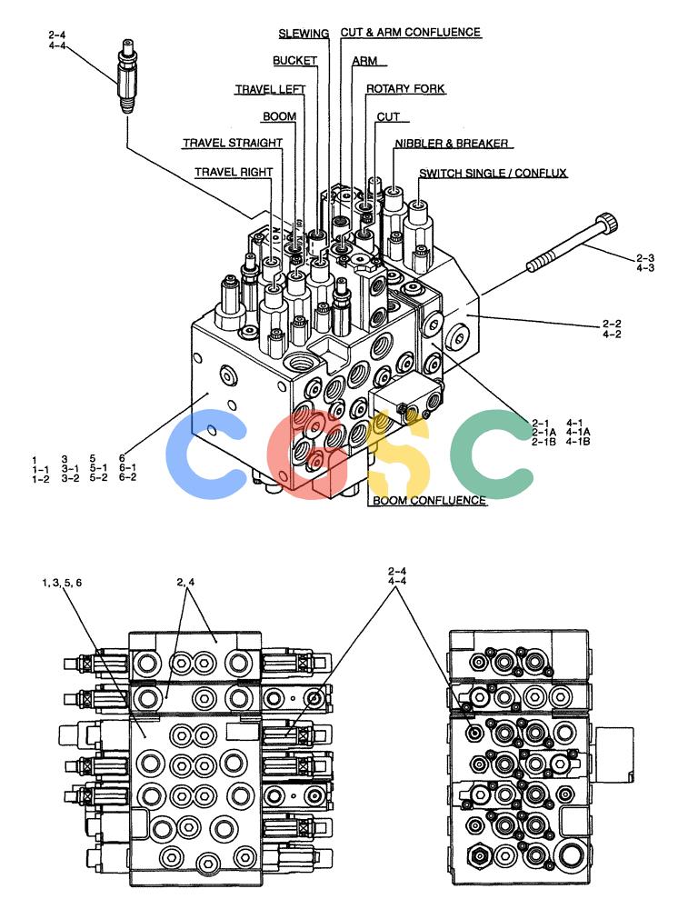 纽荷兰零件查询(E70) - MIDI CRAWLER EXCAVATOR (NA) (1/06-) (158) - VALVE ASSEMBLY, CONTROL , SEPARATE (NIBBLER & BREAKER, ROTARY FORK) New Holland Constructuion