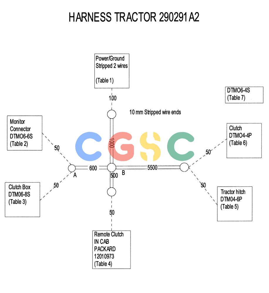 凯斯零件查询(1124) - CONCORD AIR SYSTEM (5/99-12/00) (E52) - HARNESS TRACTOR SCHEMATIC 290291A2 Case Agriculture