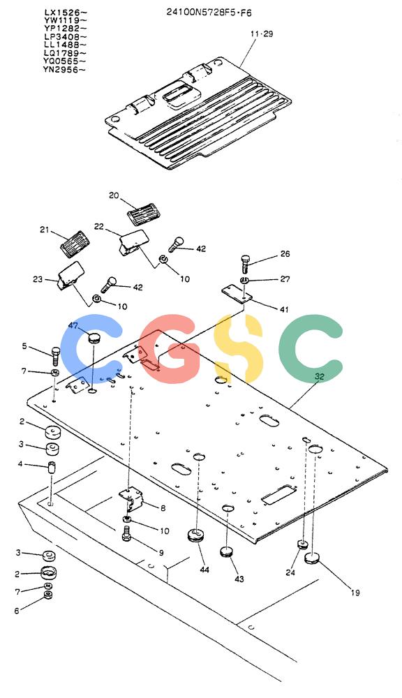 神钢零件查询(K907LC) - MARK II EXCAVATOR ASN YQ0565 (GLOBAL) (1/87-12/03) (02-007[01]) - PLATE ASSY, FLOOR (24100N5728F5) Kobelco