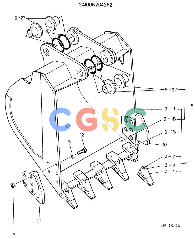 神钢零件查询(K905) - EXCAVATOR BTW LP0004 - LP0554 (1/82-12/03) (04-008) - BUCKET ASSEMBLY, 0.5 CUBIC METER Kobelco