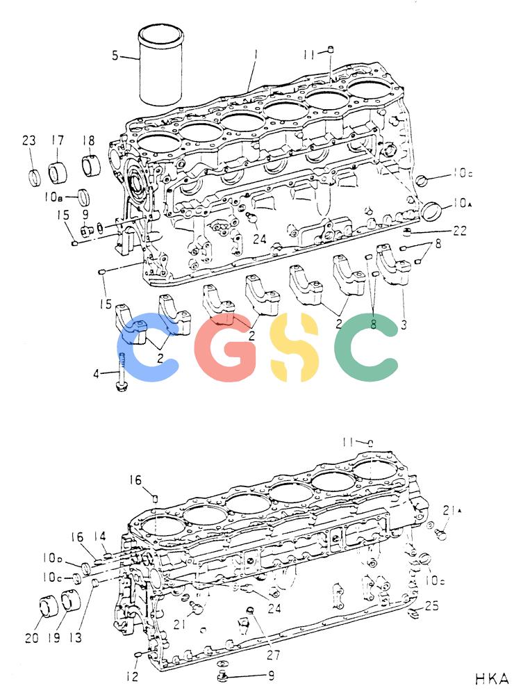 神钢零件查询(6D16-T) - MITSUBISHI DIESEL ENGINE - K907 & MD180LC (1/87-12/06) (08-002) - CYLINDER BLOCK REPAIR KIT Kobelco