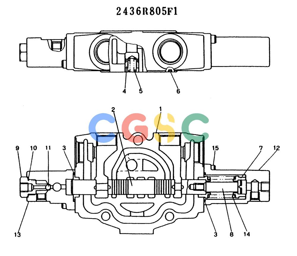神钢零件查询(K904) - MARK II EXCAVATOR ASN YW1119 (1/88-12/03) (11-013) - SPOOL ASSY, P/N 2436R805F1 Kobelco