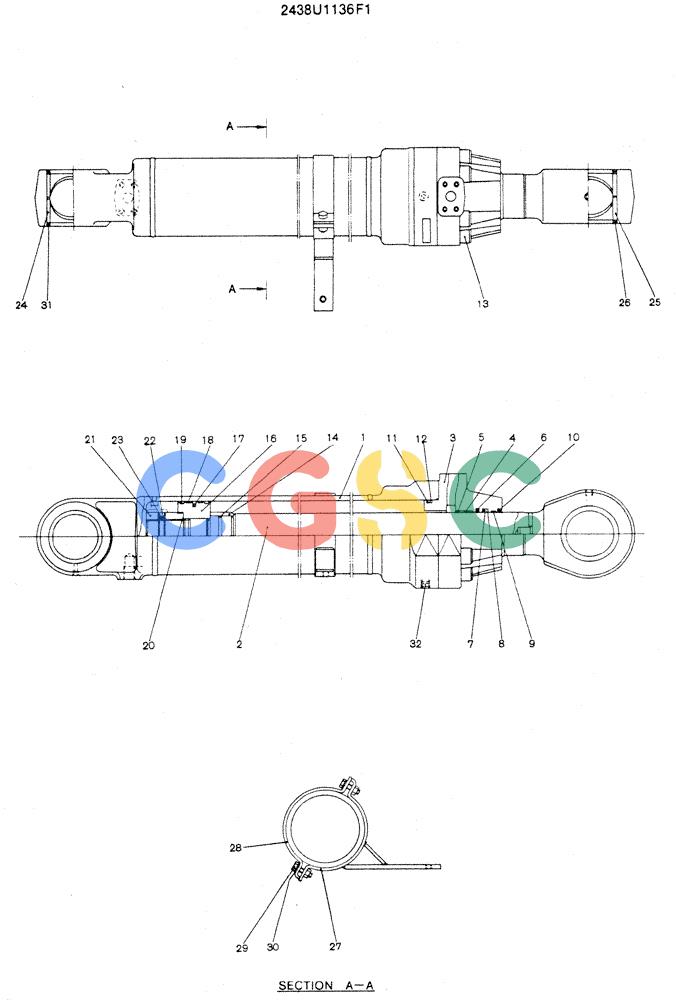 神钢零件查询(MD240C) - EXCAVATOR ASN LLU00601 (1/80-12/06) (15-002) - CYLINDER ASSY (L.H BOOM) Kobelco