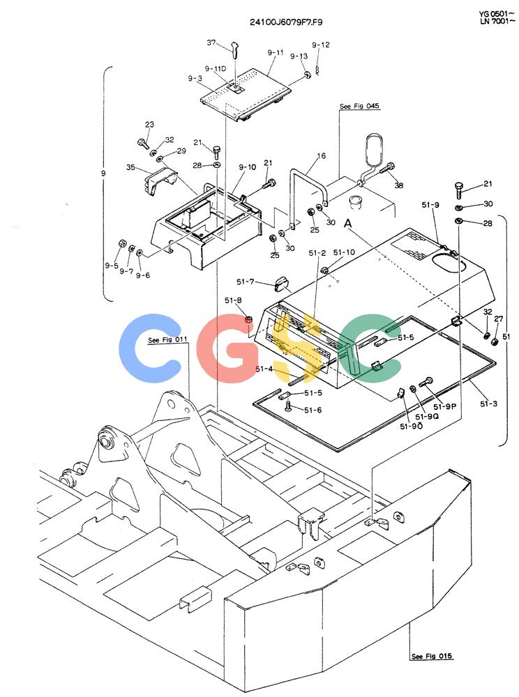 神钢零件查询(K907DLC) - EXCAVATOR ASN YG0501 (1/86-12/03) (02-016[02]) - GUARD ASSY P/N 24100J6079F7 Kobelco