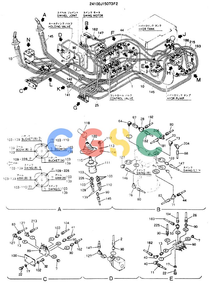 神钢零件查询(MD200C) - EXCAVATOR BTW YQU0701 - YQU2000 (1/80-12/06) (03-002[01]) - REMOTE-CONTROL ASSY (WRIST) Kobelco