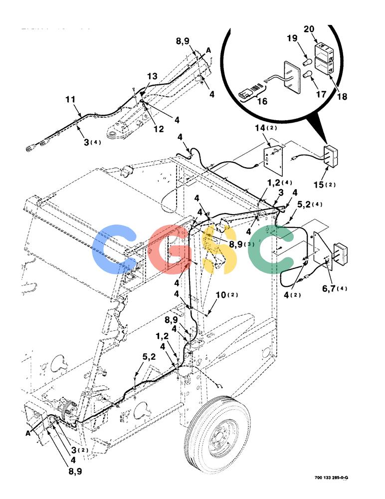 凯斯零件查询(8465T) - CASE IH ROUND BALER W/TRACTOR HYDRAULICS (1/91-12/97) (4-10) - LIGHTING ASSEMBLY Case Agriculture