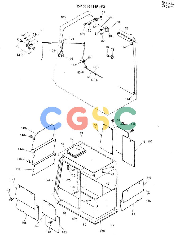 神钢零件查询(MD300LC) - EXCAVATOR BTW YC0101 - YC0300 (1/80-12/06) (02-002[02]) - CAB ASSY Kobelco