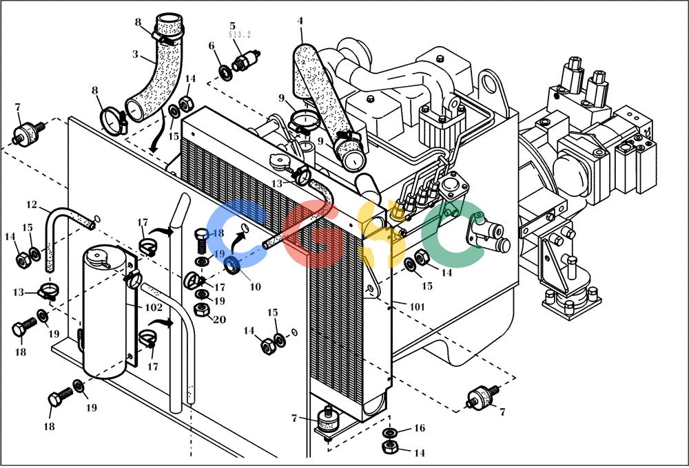 纽荷兰零件查询(EC130) - CRAWLER EXCAVATOR (4/99-) (15.100[001]) - COOLING SYSTEM WATER INSTALL.MATERIAL (S/N 11701-11740) New Holland Constructuion