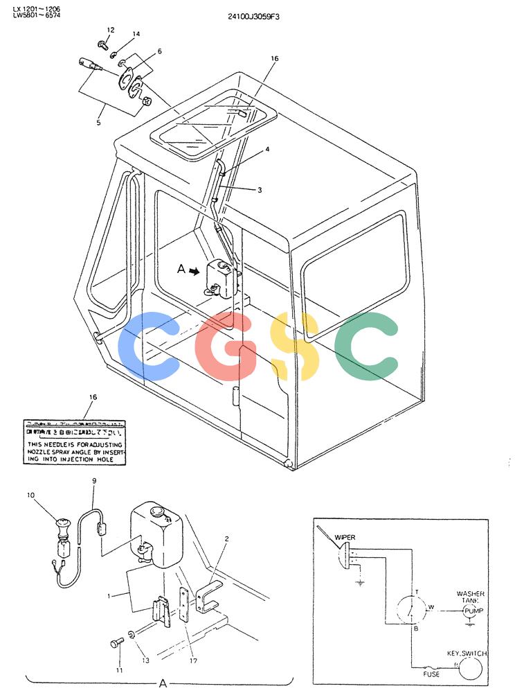 神钢零件查询(K904DL) - EXCAVATOR ASN LX1201 (1/84-12/03) (08-031) - WASHER ASSY, WINDOW Kobelco