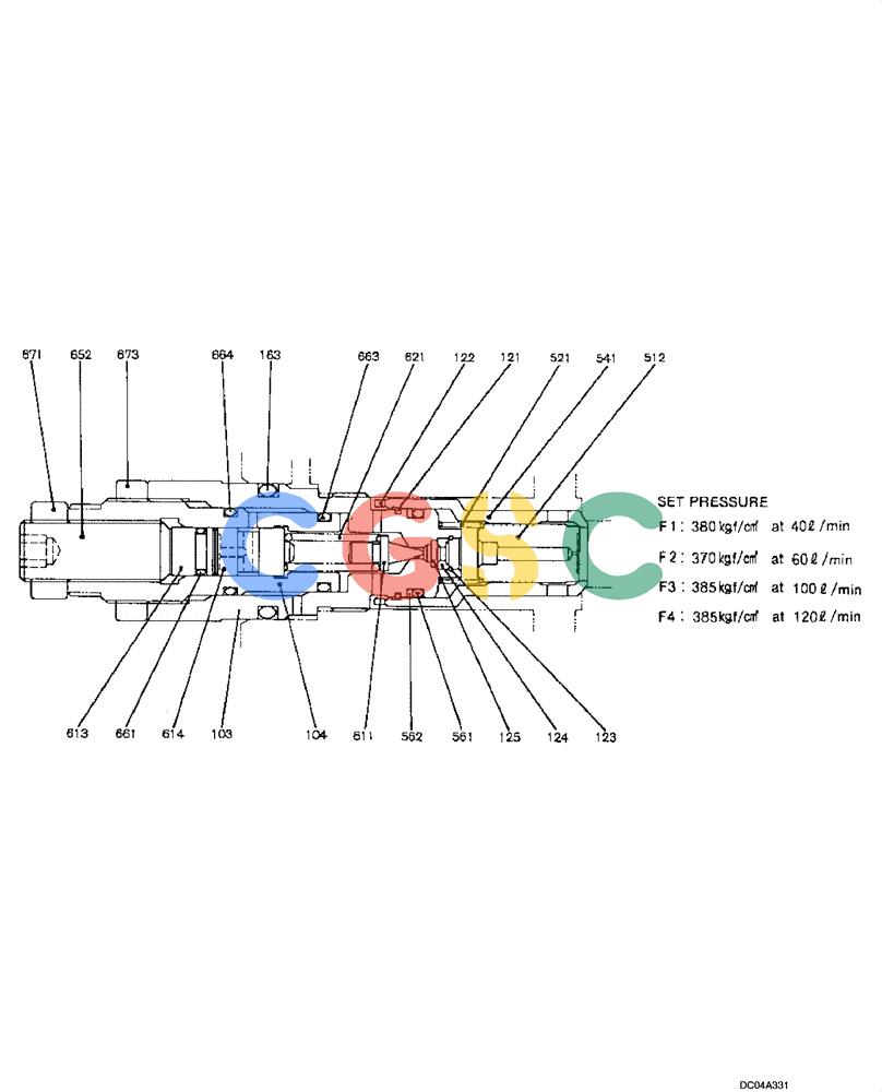 纽荷兰零件查询(EH215) - CRAWLER EXCAVATOR (9/03-) (08 -70[00]) - VALVE, PRESSURE RELIEF, MAIN (YN22V00001F1 - F4) New Holland Constructuion