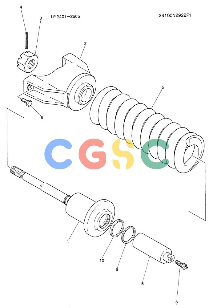 神钢零件查询(K905LC) - MARK II EXCAVATOR BTW YP1001 - YP1281 (1/87-12/03) (06-010) - SPRING ASSY, TRACK (P/N 24100N2922F1) Kobelco