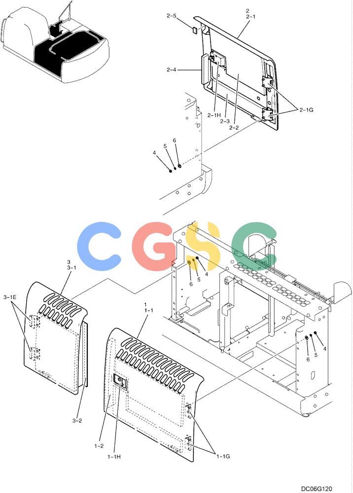 纽荷兰零件查询(E215B) - CRAWLER EXCAVATOR - TIER 3 (NA) - ASN N7DA21001 (1/07-) (1.062[00]) - GUARD INSTALLATION, (SIDE PANEL) (YN21C00100F1) New Holland Constructuion