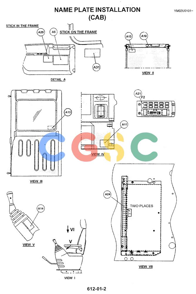 神钢零件查询(SK160LC) - DYNAMIC ACERA EXCAVATOR 11/2000 ASN YM02U0101 (11/00-12/02) (06-002 [02]) - NAME PLATE INSTAL (CAB) Kobelco