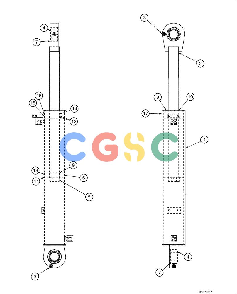 神钢零件查询(ED150-1E) - BLADE RUNNER EXCAVATOR/DOZER ASN YL05-00555 (11/03-12/04) (02-024[00]) - CYLINDER ASSEMBLY, DOZER ANGLE (YY01VU0003F1) Kobelco